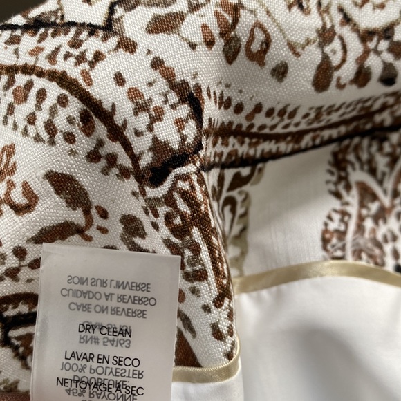 Calvin Klein Paisley Print Linen-Blend Collar Roll-Tab Sleeve Open Front Jacket - Picture 13 of 16